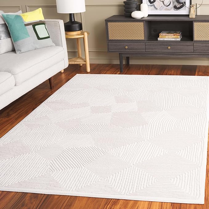 SAFAVIEH Prestige Collection Area Rug - 6' x 9', Ivory & Beige, Non-Shedding & Easy Care, Ideal for High Traffic Areas in Living Room, Bedroom, Dining (PTE120A-6)