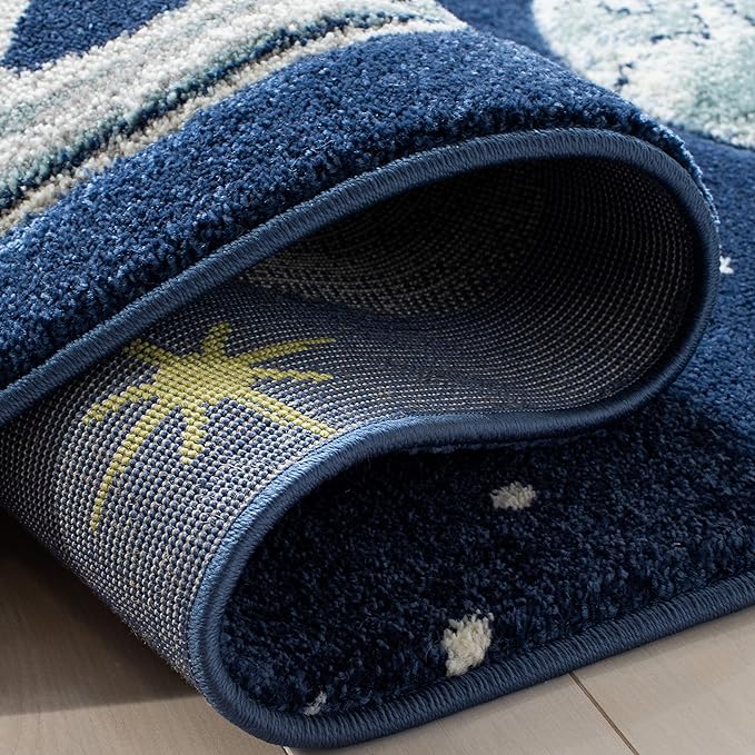 SAFAVIEH Carousel Kids Collection Accent Rug - 2' x 3', Navy & Ivory, Non-Shedding & Easy Care, Ideal for High Traffic Areas for Boys & Girls in Playroom, Nursery, Bedroom (CRK103N)