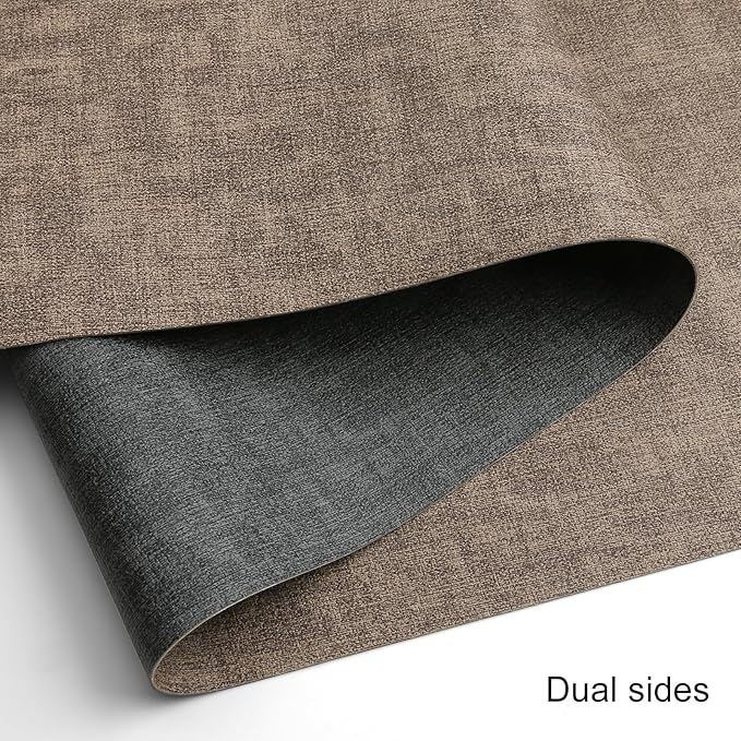 Table Runners 55 Inches Long, Dual-Sided Faux Leather Farmhouse Table Runner Waterproof Heatproof Non-Slip for Living Room Party Home Decor Holiday Decorations(Gray Brown, 15 x 55 Inch)