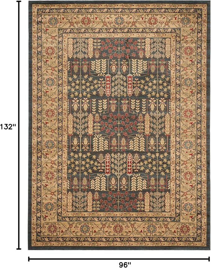 SAFAVIEH Mahal Collection Area Rug - 8' x 11', Navy & Natural, Traditional Oriental Design, Non-Shedding & Easy Care, Ideal for High Traffic Areas in Living Room, Bedroom (MAH697E)