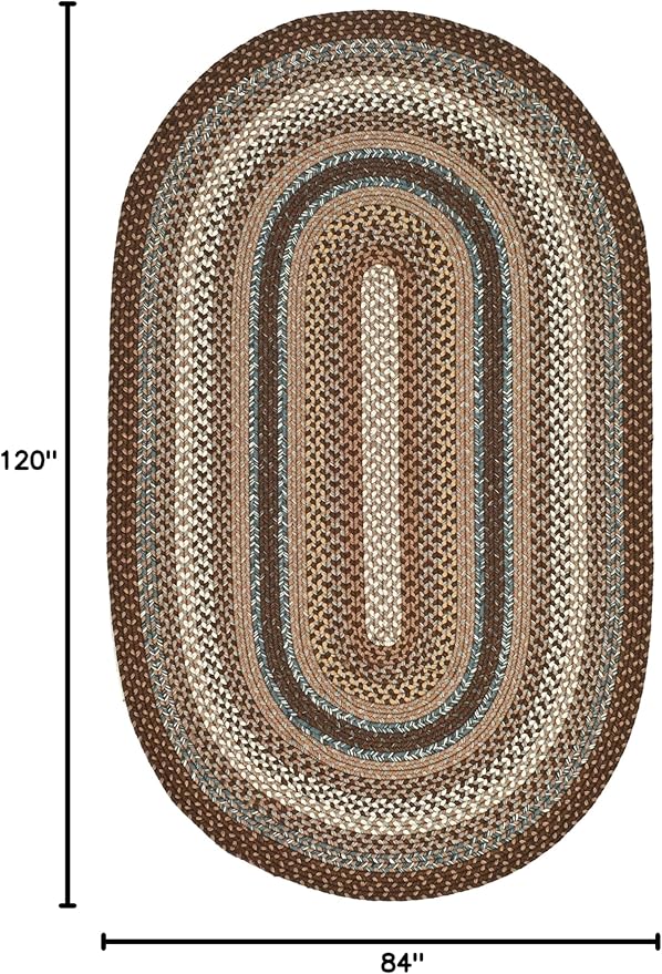 SAFAVIEH Washable Rug Outdoor Braided Collection - 7'x 10', Brown & Multi, Handmade & Reversible, Non-Shedding & Easy to Clean, Ideal for Patio, Backyard, Mudroom (BRD313A)