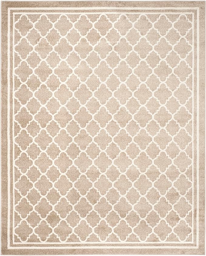SAFAVIEH Amherst Collection X-Large Area Rug - 11' x 15', Wheat & Beige, Moroccan Trellis Design, Non-Shedding & Easy Care, Ideal for High Traffic Areas in Living Room, Bedroom (AMT422S)