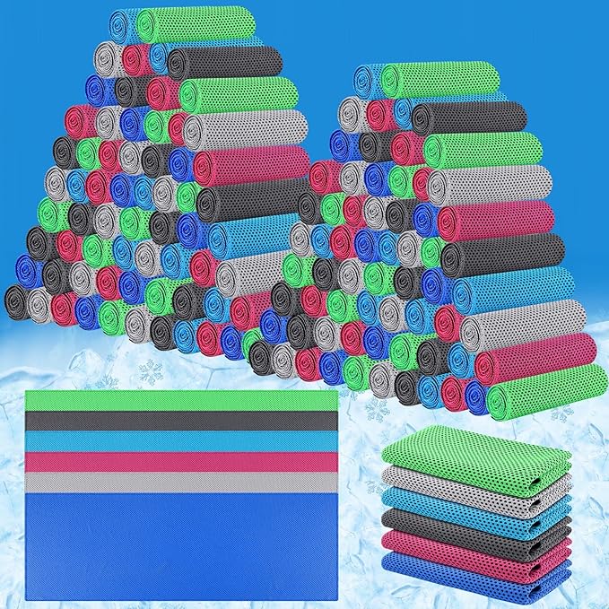 150 Pcs Cooling Towels Bulk 32 x 12 Inch Ice Towel Bulk Cooling Rag for Face and Neck Soft Breathable Microfiber Cloth Chilly Quick Cold for Gym Sport Golf Running Stay Cold (Multiple Colors)
