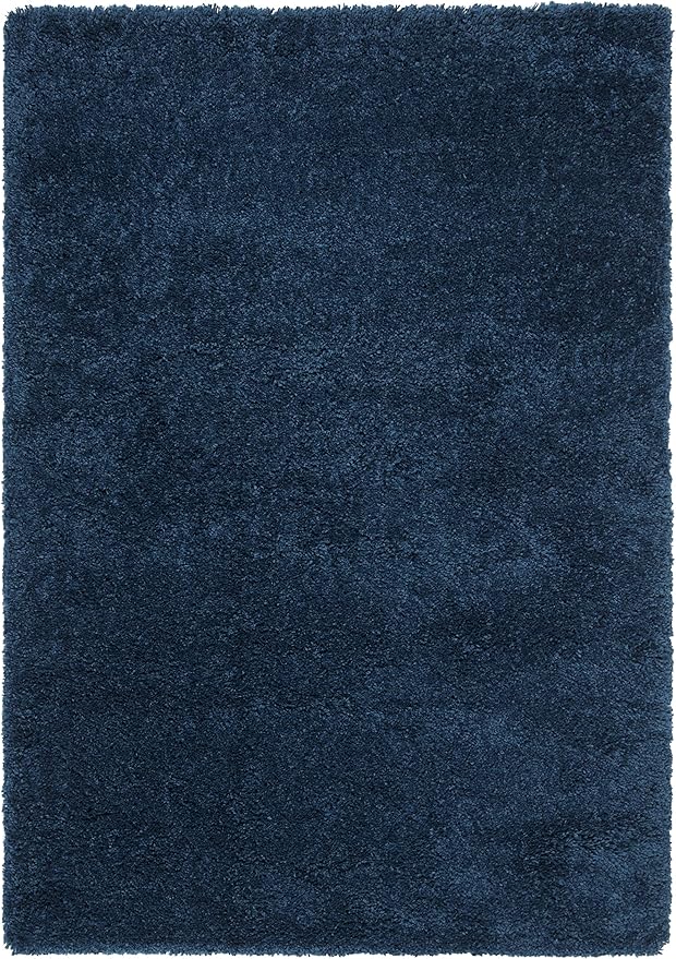 SAFAVIEH Fontana Shag Collection Accent Rug - 2'3" x 4', Blue, Solid Design, Non-Shedding & Easy Care, 2-inch Thick Ideal for High Traffic Areas in Entryway, Living Room, Bedroom (FNT800M)
