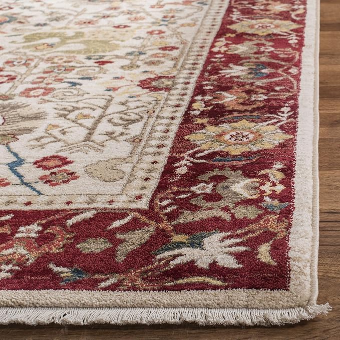 SAFAVIEH Kashan Collection Area Rug - 2' x 3', Ivory & Red, Traditional Oriental Design, Non-Shedding & Easy Care, Ideal for High Traffic Areas in Living Room, Bedroom, Dining (KSN303D-2)
