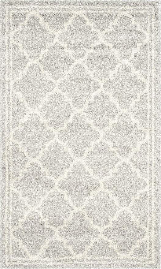 SAFAVIEH Amherst Collection Accent Rug - 3' x 5', Light Grey & Beige, Moroccan Trellis Design, Non-Shedding & Easy Care, Ideal for High Traffic Areas in Entryway, Living Room, Bedroom (AMT422B)