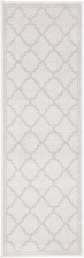 SAFAVIEH Amherst Collection Runner Rug - 2'3" x 19', Beige & Light Grey, Moroccan Trellis Design, Non-Shedding & Easy Care, Ideal for High Traffic Areas in Living Room, Bedroom (AMT422E)