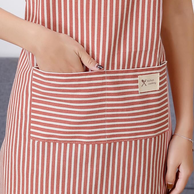 Lofekea Apron, 2 Pack Cooking Apron for Women with Pocket Adjustable Chef Aprons for Kitchen, Cooking, Baking, BBQ, Grill(Red/Blue)