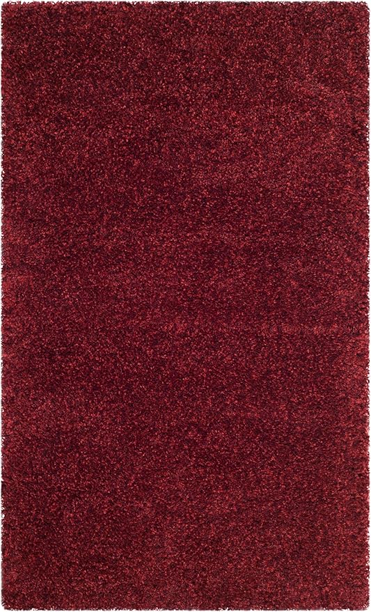 SAFAVIEH Santa Monica Shag Collection 3' x 5' Maroon SGN725 Solid Non-Shedding Living Room Bedroom Dining Room Entryway Plush 2-inch Thick Area Rug