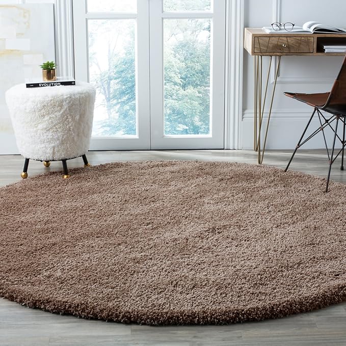 SAFAVIEH Santa Monica Shag Collection 3' x 5' White SGN725 Solid Non-Shedding Living Room Bedroom Dining Room Entryway Plush 2-inch Thick Area Rug