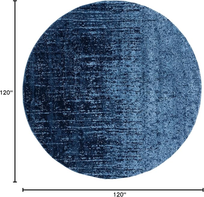 SAFAVIEH Retro Collection Area Rug - 10' Round, Light Blue & Blue, Modern Abstract Design, Non-Shedding & Easy Care, Ideal for High Traffic Areas in Living Room, Bedroom (RET2770-6065)