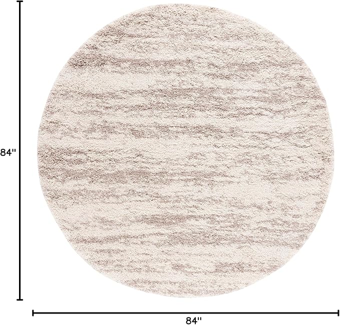 SAFAVIEH Hudson Shag Collection 7' Round Ivory/Beige SGH206B Modern Non-Shedding Living Room Bedroom 2-inch Thick Area Rug
