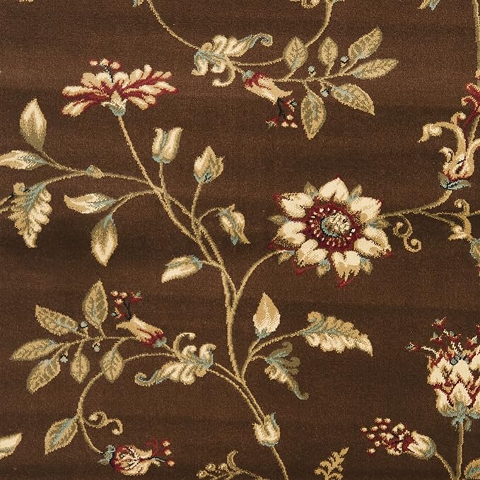 SAFAVIEH Lyndhurst Collection Accent Rug - 4' x 6', Brown & Multi, Traditional Floral Design, Non-Shedding & Easy Care, Ideal for High Traffic Areas in Entryway, Living Room, Bedroom (LNH552-2591)