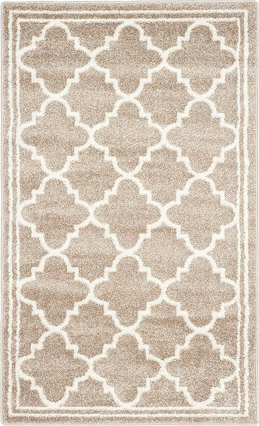 SAFAVIEH Amherst Collection Accent Rug - 2'3" x 5', Wheat & Beige, Moroccan Trellis Design, Non-Shedding & Easy Care, Ideal for High Traffic Areas in Entryway, Living Room, Bedroom (AMT422S)