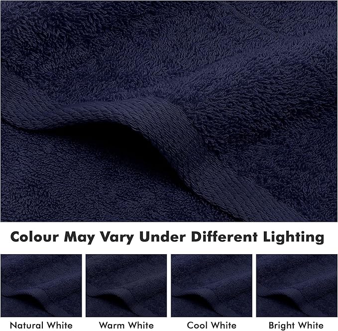 100% Cotton Hand Towels for Bathroom – Soft & Absorbent Towel Set– Pack of 6 Small Towel (34x20in) – Quick Dry Luxury Cotton Hand Towels – Navy Blue