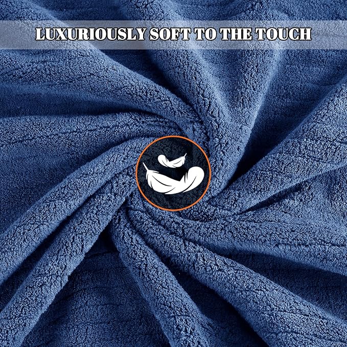 Bath Towels Set of 4 Extra Large 35 x 70 Inches,Luxury Thick High Absorbent and Quick Dry Bath Sheet,Ultra Soft Microfiber,Bathroom,Beach,Yoga,Sport,SPA,Fitness (Navy Blue)