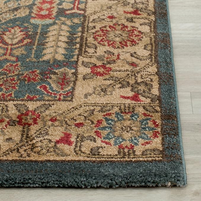 SAFAVIEH Mahal Collection Area Rug - 5'1" Square, Navy & Natural, Non-Shedding & Easy Care, Ideal for High Traffic Areas in The Living Room, Dining, Bedroom (MAH697E)