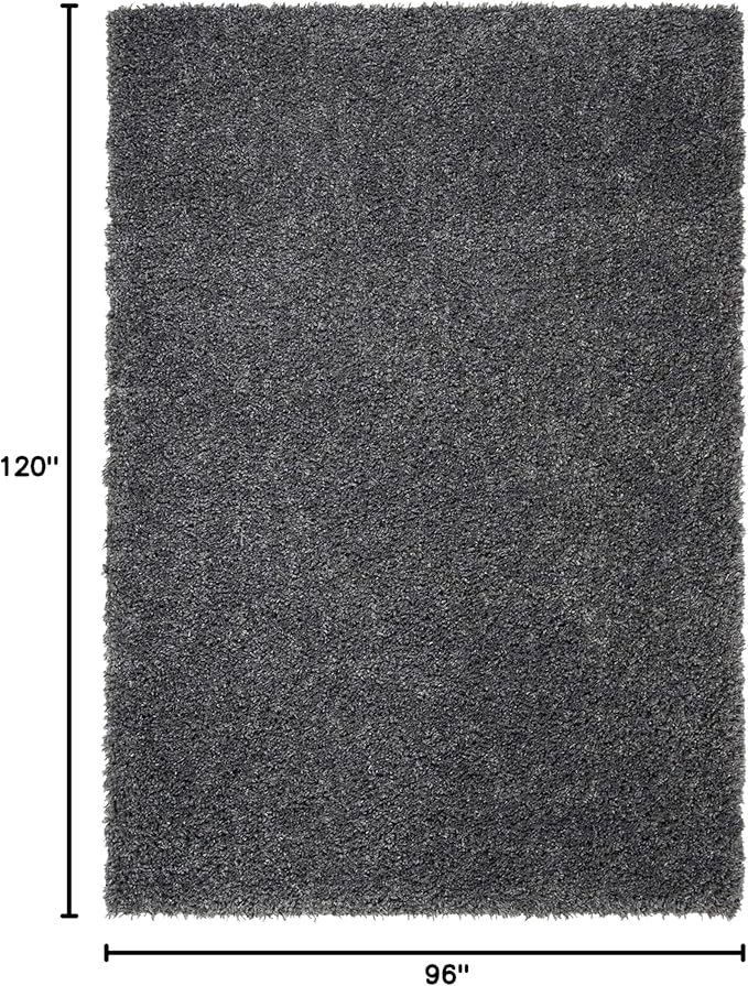 SAFAVIEH Area Rug 8x10 - August Shag Collection - Large - Charcoal, Solid Pattern, Non-Shedding & Easy Cleaning, Plush Thick Pile, Ideal for Living Room, Bedroom, Dining Space (AUG200H)