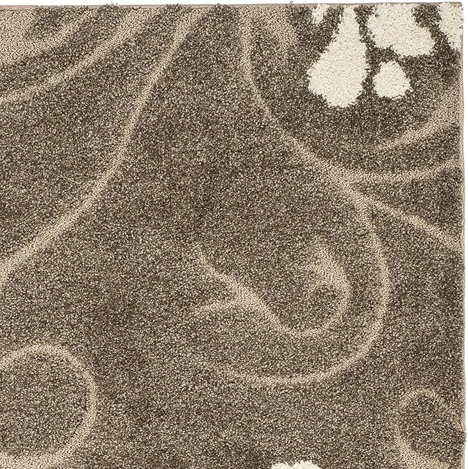 SAFAVIEH Florida Shag Collection Runner Rug - 2'3" x 11', Smoke & Beige, Floral Design, Non-Shedding & Easy Care, 1.2-inch Thick Ideal for High Traffic Areas in Living Room, Bedroom (SG464-7913)