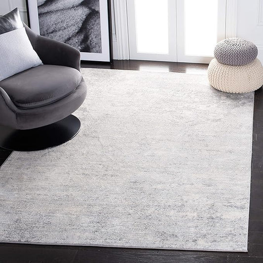 SAFAVIEH Brentwood Collection 3' x 5' Ivory/Grey BNT822A Modern Abstract Non-Shedding Living Room Bedroom Accent Rug