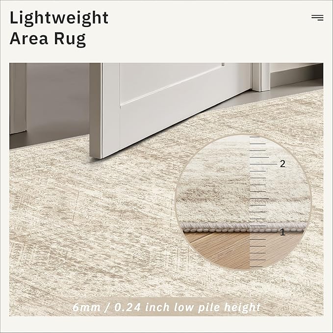 Hallway Runner Rug 3x16 - Vintage Non Slip Washable 16ft Kitchen Runner for Entrance Soft Long Carpet Runners for Living Room Bedroom Dining Room, Beige