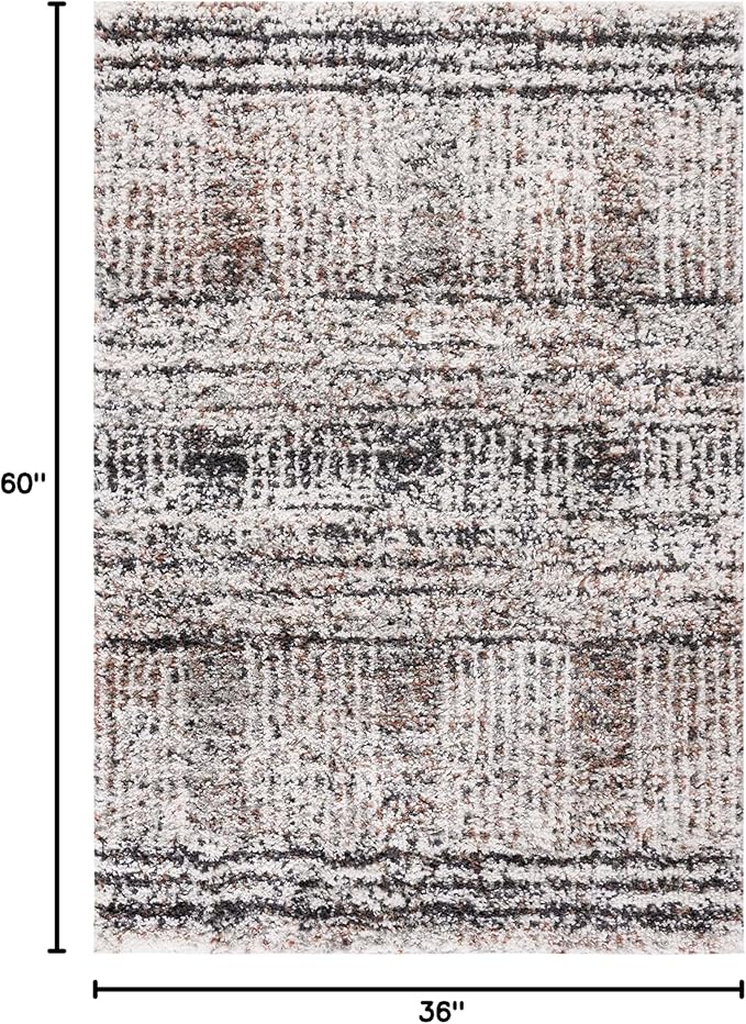 SAFAVIEH Jericho Shag Collection Accent Rug - 3' x 5', Black & Rust, Non-Shedding & Easy Care, 1.2-inch Thick, Ideal for The Living Room, Dining Room, Bedroom (JER100Z-3)