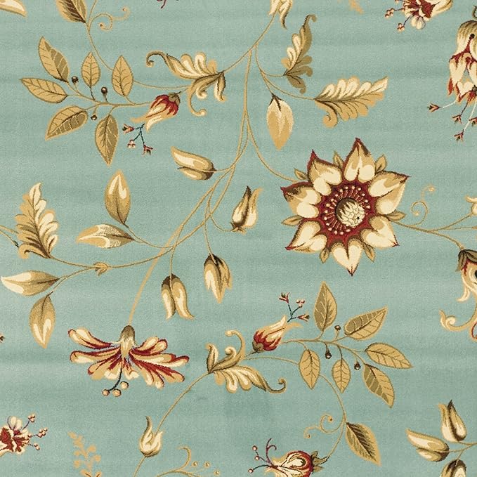 SAFAVIEH Lyndhurst Collection Area Rug - 8' x 11', Blue & Multi, Traditional Floral Design, Non-Shedding & Easy Care, Ideal for High Traffic Areas in Living Room, Bedroom (LNH552-6591)