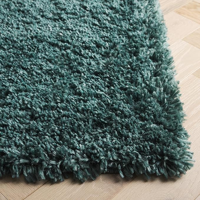SAFAVIEH Fontana Shag 800 Collection Area Rug - 4' x 6', Dark Green, Shag & Flokati Design, Ideal for High Traffic Areas in Living Room, Bedroom & Dining Room (FNT800Y-4)