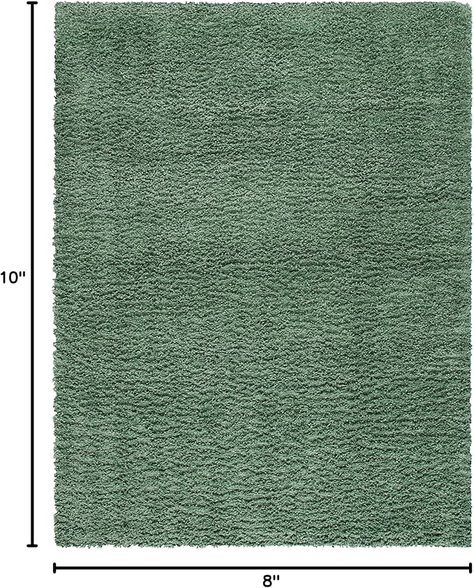 SAFAVIEH Area Rug 8x10 - August Shag Collection - Large - Green, Solid Pattern, Non-Shedding & Easy Cleaning, Plush Thick Pile, Ideal for Living Room, Bedroom, Dining Space (AUG200Y)