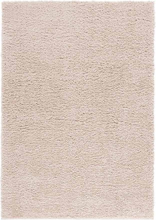 SAFAVIEH Lindsay Shag Collection Area Rug - 5'3" x 7'6", Beige, Contemporary Design, Ideal for High Traffic Areas in Living Room, Bedroom & Dining Room (LNS560B-5)