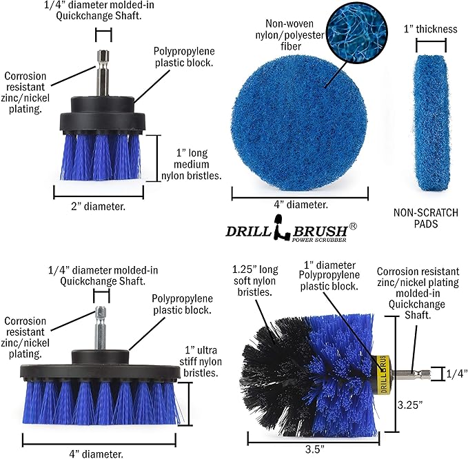 Cleaning Tools - Cordless Drill Accessories - Drill Brush Scrubber Attachments - Pool Cleaner - Home Cleaning Brushes - Kitchen Scrub Brush - Kitchen Cleaner Pads - Stove Brush - Counters