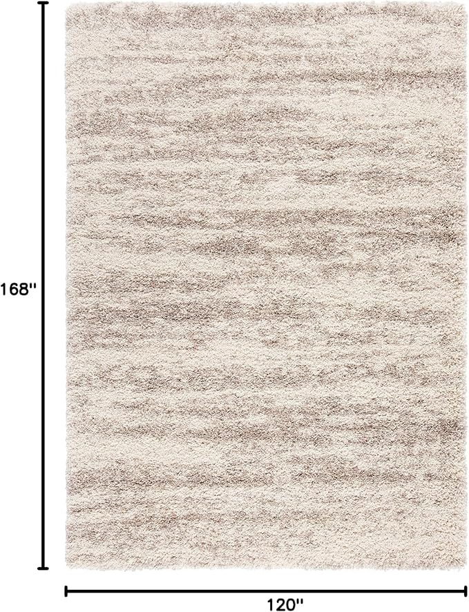 SAFAVIEH Hudson Shag Collection Area Rug - 10' x 14', Ivory & Beige, Modern Design, Non-Shedding & Easy Care, 2-inch Thick Ideal for High Traffic Areas in Living Room, Bedroom (SGH206B)
