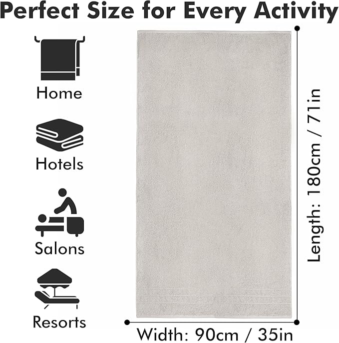 Bath Sheets – Extra Large Bathroom Sheet Set – Pack of 2 Jumbo Towels Light Grey (71x35in) – 100% Cotton Soft Quick Dry Large Bath Towels for Adults Hotel Spa Bathroom Use