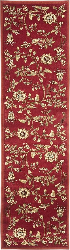SAFAVIEH Lyndhurst Collection Runner Rug - 2'3" x 16', Red & Multi, Traditional Floral Design, Non-Shedding & Easy Care, Ideal for High Traffic Areas in Living Room, Bedroom (LNH552-4091)