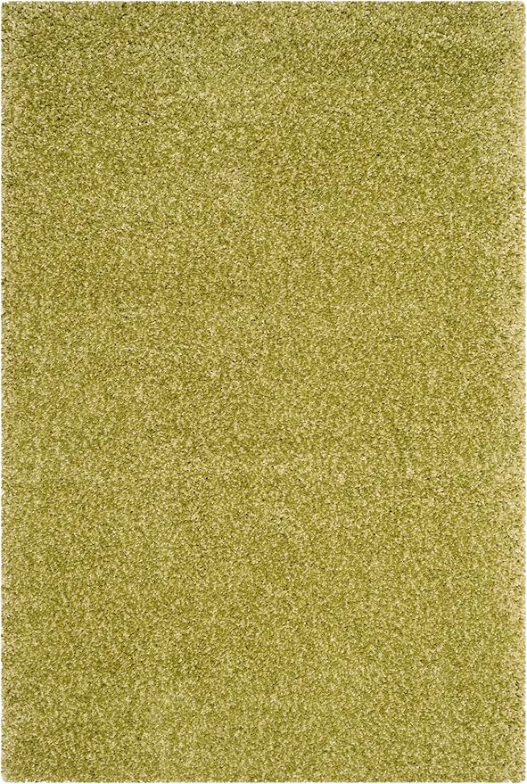SAFAVIEH Santa Monica Shag Collection 4' x 6' Green SGN725 Solid Non-Shedding Living Room Bedroom Dining Room Entryway Plush 2-inch Thick Area Rug
