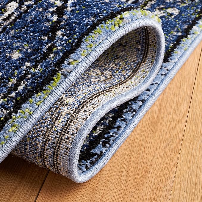 SAFAVIEH Vintage Hamadan Collection Area Rug - 6'7" Square, Light Blue & Black, Traditional Oriental Design, Non-Shedding & Easy Care, Ideal for High Traffic Areas in Living Room, Bedroom (VTH204J)