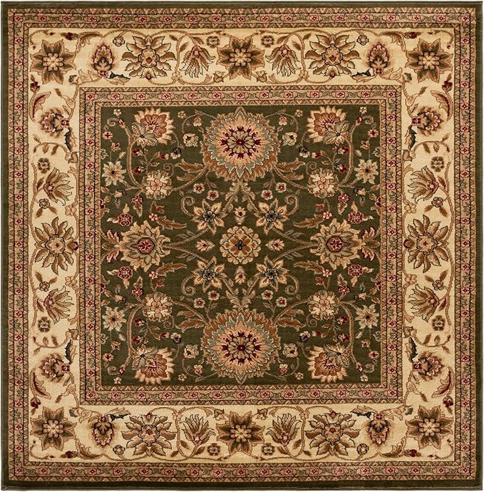 SAFAVIEH Lyndhurst Collection Area Rug - 6' Square, Sage & Ivory, Traditional Oriental Design, Non-Shedding & Easy Care, Ideal for High Traffic Areas in Living Room, Bedroom (LNH212C)