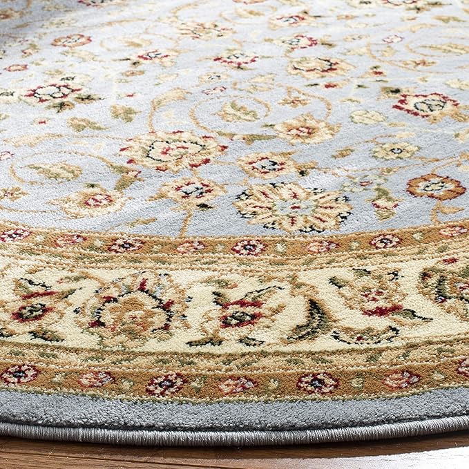 SAFAVIEH Lyndhurst Collection Area Rug - 6' Round, Light Blue & Ivory, Traditional Oriental Design, Non-Shedding & Easy Care, Ideal for High Traffic Areas in Living Room, Bedroom (LNH312B)