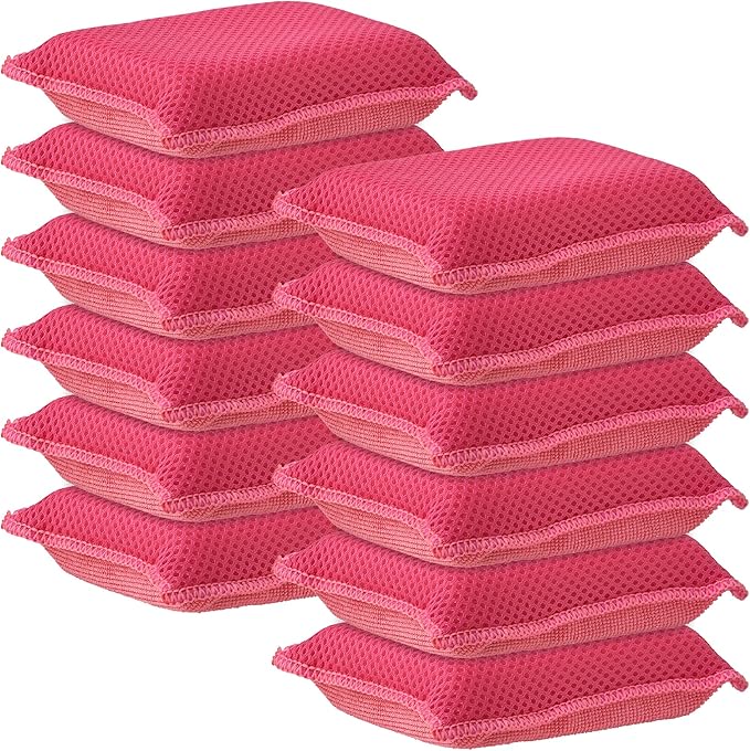 Microfiber Sponges for Dishes Kitchen Sponges Non-Scratch Sponge Dish Scrubber Pack of 12 Heavy Duty Household Cleaning Sponges Multi-Purpose Cleaning Supplies Dish Sponge Kitchen Sponges