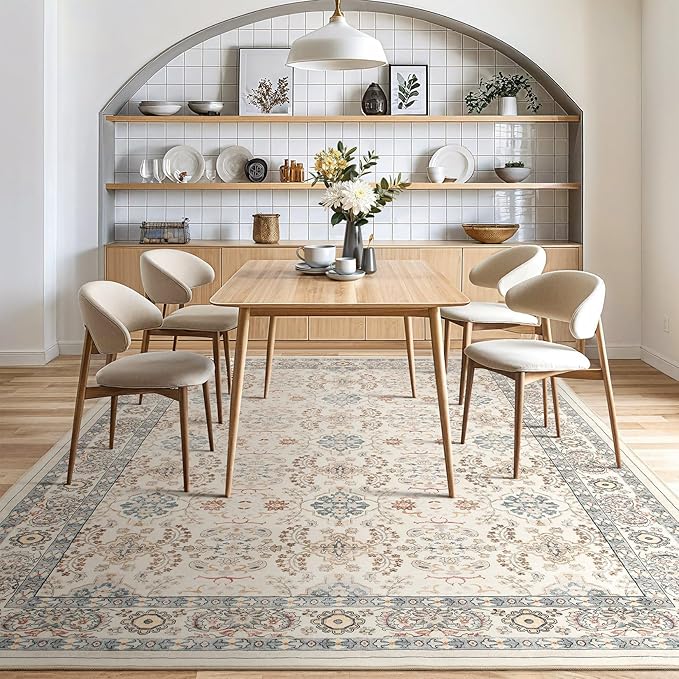 Vintage Living Room Area Rug 8x10 - Large Soft Washable Oriental Traditional Distressed Farmhouse Rugs for Bedroom - Indoor Floor Accent Carpet for Home Office House Decor - Multi