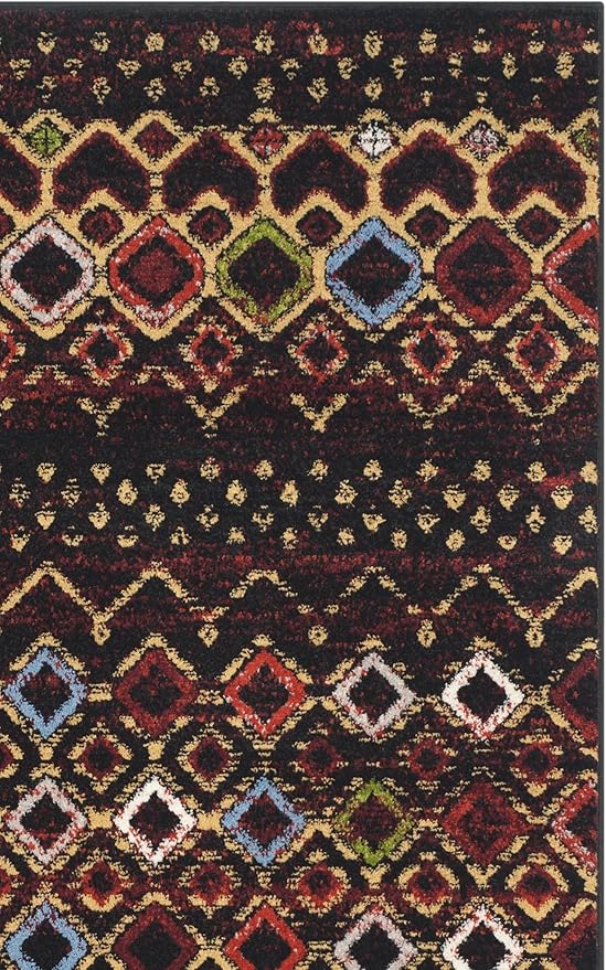 SAFAVIEH Amsterdam Collection Area Rug - 5'1" x 7'6", Black & Multi, Moroccan Boho Design, Non-Shedding & Easy Care, Ideal for High Traffic Areas in Living Room, Bedroom (AMS108P)