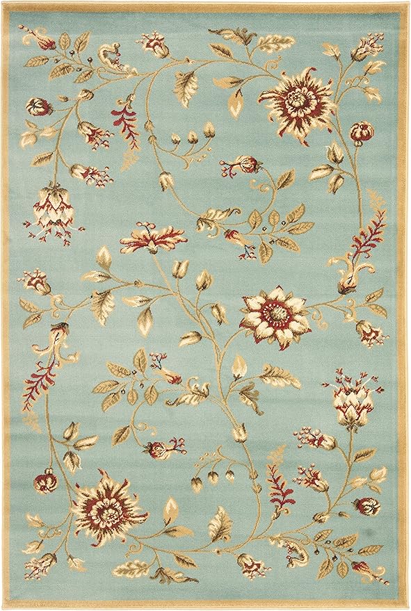 SAFAVIEH Lyndhurst Collection Accent Rug - 4' x 6', Blue & Multi, Traditional Floral Design, Non-Shedding & Easy Care, Ideal for High Traffic Areas in Entryway, Living Room, Bedroom (LNH552-6591)
