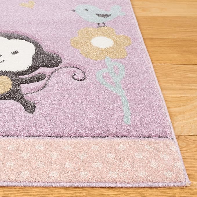 SAFAVIEH Carousel Kids Collection Area Rug - 5'3" x 7'6", Purple, Animal Design, Ideal for High Traffic Area for Boys & Girls in Playroom, Nursery, Bedroom (CRK120V-5)