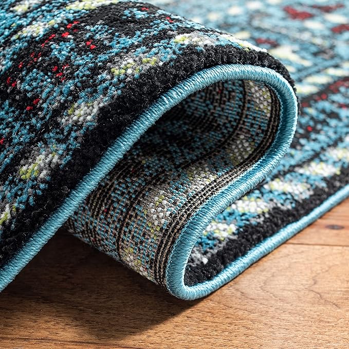 SAFAVIEH Vintage Hamadan Collection Runner Rug - 2'3" x 12', Light Blue & Black, Traditional Oriental Design, Non-Shedding & Easy Care, Ideal for High Traffic Areas in Living Room, Bedroom (VTH213M)