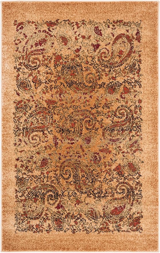 SAFAVIEH Lyndhurst Collection Accent Rug - 3'3" x 5'3", Beige & Multi, Traditional Paisley Design, Non-Shedding & Easy Care, Ideal for High Traffic Areas in Entryway, Living Room, Bedroom (LNH224A)