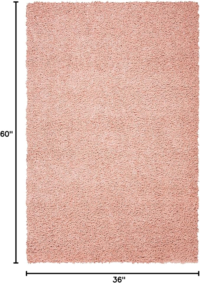 SAFAVIEH August Shag Collection Accent Rug - 3' x 5', Rose, Solid Design, Non-Shedding & Easy Care, 1.5-inch Thick Ideal for High Traffic Areas in Entryway, Living Room, Bedroom (AUG200X)