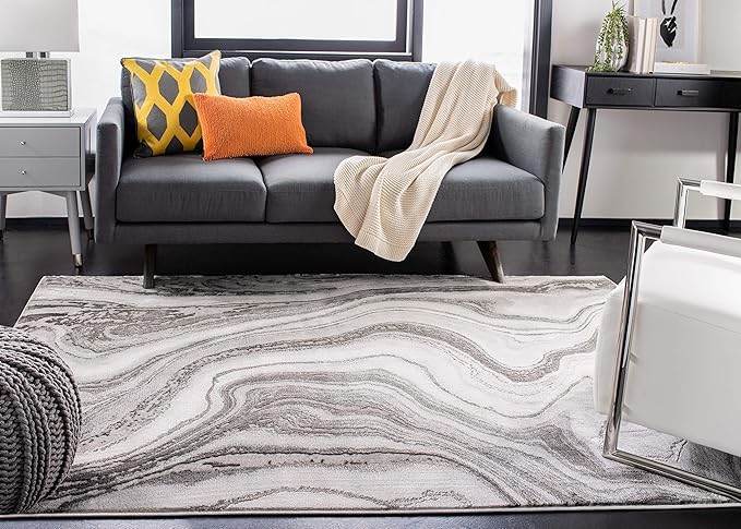 SAFAVIEH Craft Collection Accent Rug - 4' x 6', Grey & Silver, Modern Abstract Design, Non-Shedding & Easy Care, Ideal for High Traffic Areas in Entryway, Living Room, Bedroom (CFT819G)