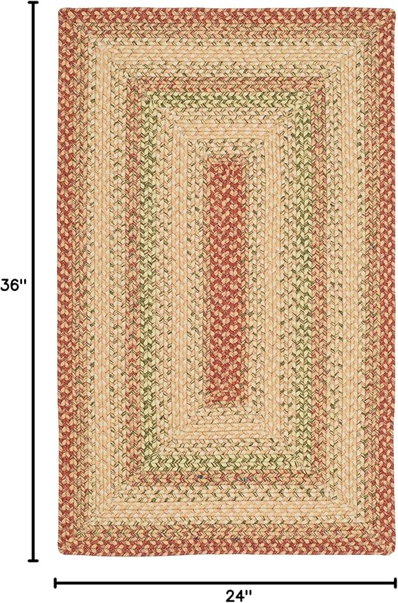 SAFAVIEH Washable Rug Outdoor Braided Collection - 2' x 3', Rust & Multi, Handmade & Reversible, Non-Shedding & Easy to Clean, Ideal for Entryway, Patio, Kitchen, Mudroom, Front Door (BRD303A)