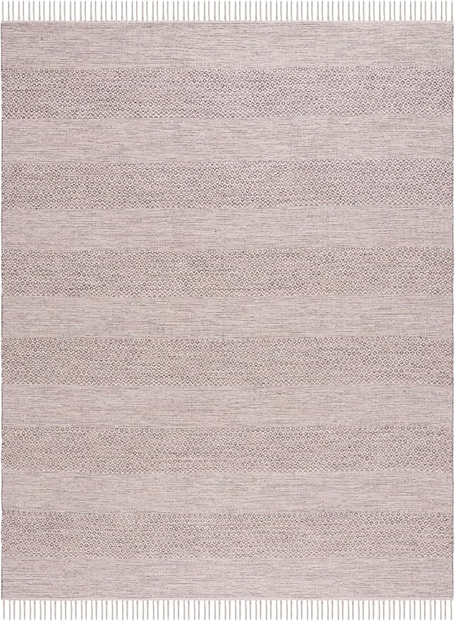 SAFAVIEH Montauk Collection X-Large Area Rug - 11' x 15', Ivory & Steel Grey, Handmade Flat Weave Boho Farmhouse Cotton Tassel Fringe, Ideal for High Traffic Areas in Living Room, Bedroom (MTK330M)