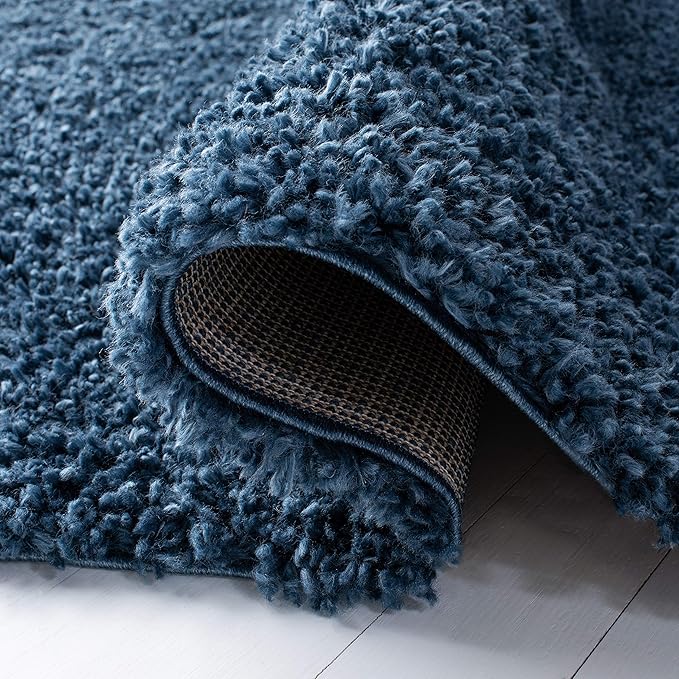 SAFAVIEH August Shag Collection Area Rug - 5'3" x 7'6", Navy, Solid Design, Non-Shedding & Easy Care, 1.5-inch Thick Ideal for High Traffic Areas in Living Room, Bedroom (AUG200M)